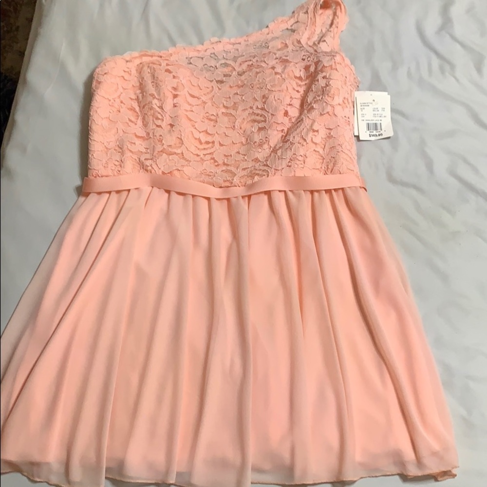 David’s bridal One shoulder peach dres NWT size 12